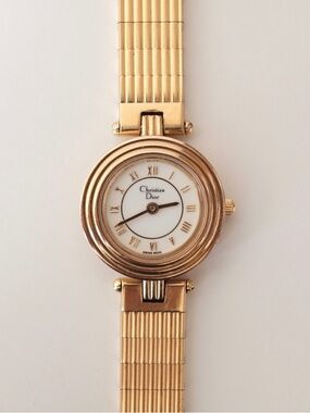 Vintage Christian Dior Gold Tone Round Dial Ladies Watch